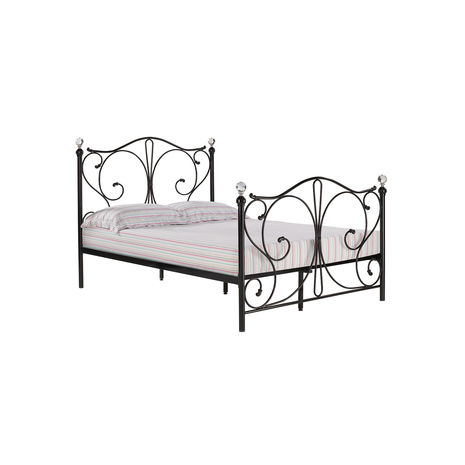Read more about White metal double bed frame with crystal finials florence lpd